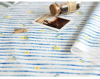 Waterproof vinyl Fabric Water-repellent Water Resistant Polyester PU Urethane Coated by the yard Cloth Outdoor _Blue Stripe_YO1000699