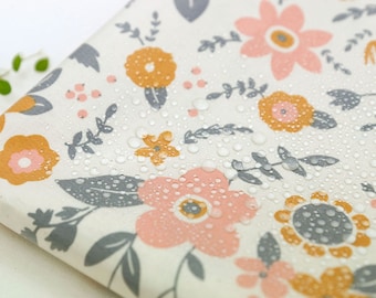 Floral Laminated Cotton Fabric By The Yard, Waterproof TPU Coated