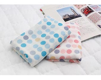 Tissu double gaze de coton bio bambou - Motif bulles et pois