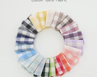 Gingham Check Fabric: Korean Cotton, 9mm Plaid, 160cm Wide