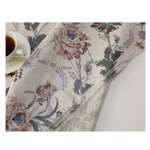 Revêtement en tissu laminé Rembourrage Nappe de coton imperméable Imperméable à leau tissu Laminated Cotton Linen Wedding Floral Wide 58inch IL304938 image 6