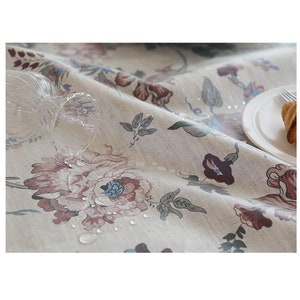 Revêtement en tissu laminé Rembourrage Nappe de coton imperméable Imperméable à leau tissu Laminated Cotton Linen Wedding Floral Wide 58inch IL304938 image 1