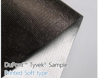 Dupont Tyvek Fabric: Silver (Aluminum Coated) + Deep Brown Print, 59" x 196"