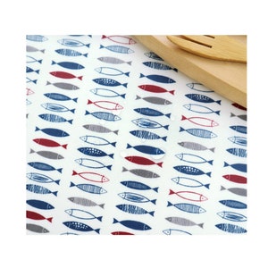 Laminated Fabric ∎ Upholstery ∎ Coated Cotton ∎ Tablecloth ∎ Waterproof fabric ∎ Laminated Cotton fabric  ∎ fish ∎ ILL438