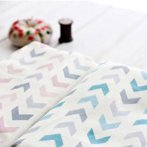 Cotton Double Gauze Fabric by the yard  Korean Gauze Sewing Supplies -  Scandinavia blue and pink CH18449 / 18448