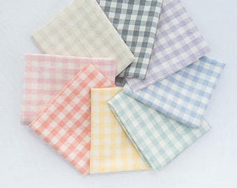 Pastel Gingham Fabric Bundle – Korean Cotton Plaid, 8 Pieces