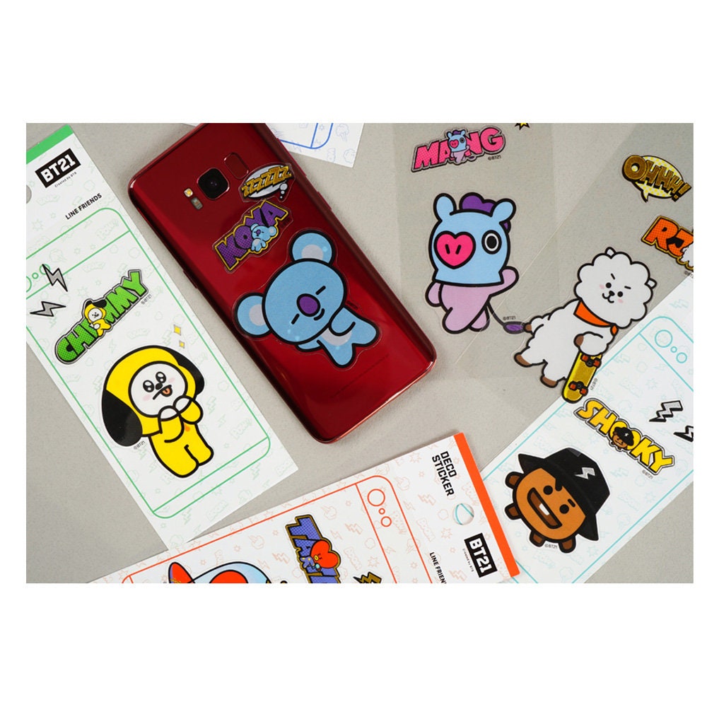 Bts Character BT21 Koya Chimmy RJ Shooky Mang Tata Cooky Deco Big Stickers  for Mobile Phone Official Goods Scrapbooking Stickers Laptop 