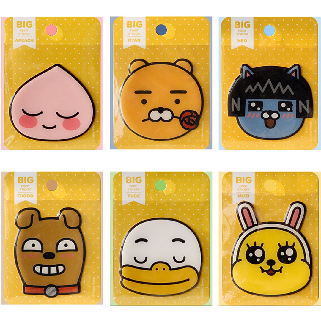 Kakao Friends Character Big Point Face Epoxy Stickers Official Goods ...