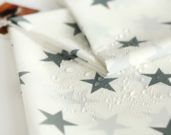 Waterproof Star Fabric, Gray & White Scandinavia Style, 59" Wide