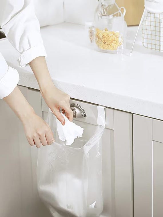 Kitchen Sink Cabinet Door Bag Holder Plastic Trash Bag Hanger