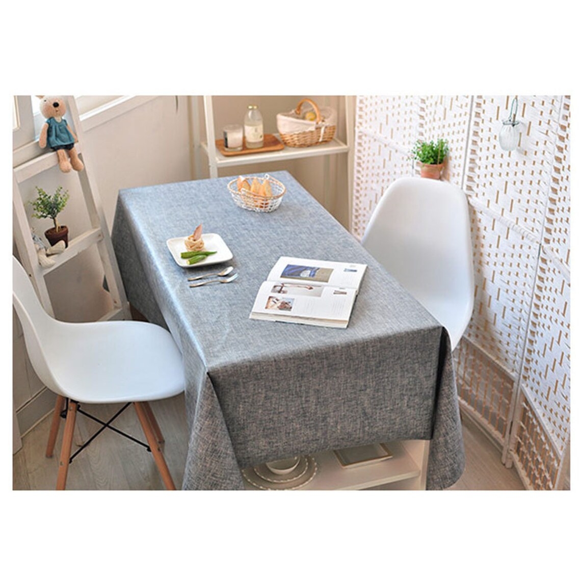 Laminated Fabric Linen Upholstery Coated Cotton Tablecloth Etsy