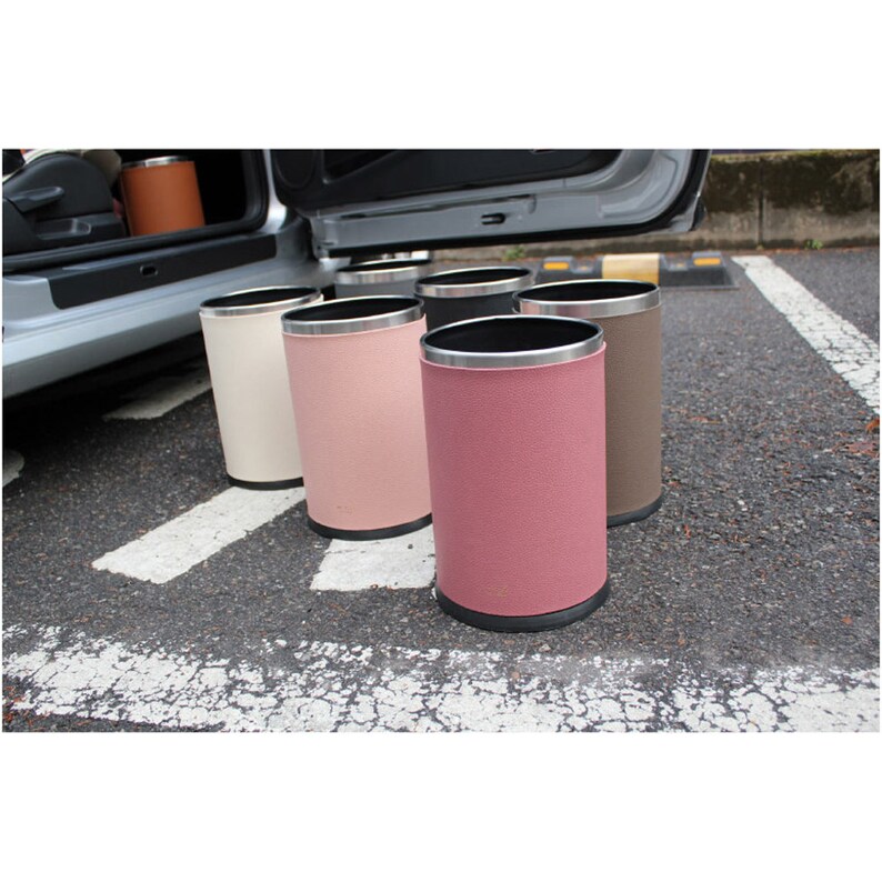 Cesta de residuos de cuero falso / papelera de almacenamiento | Etsy