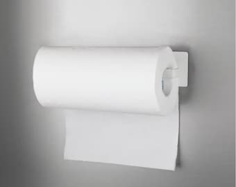 Magnetic Paper Towel Holder: White Steel, Space-Saving Kitchen Storage
