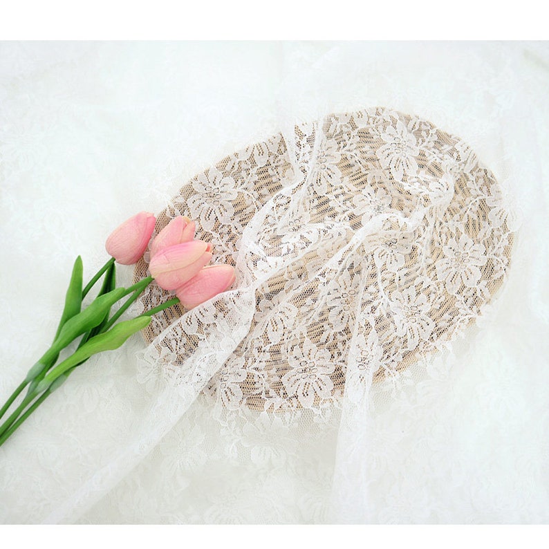 Wedding Gown Dress Design Bridal Fabric by the yard Table Cloth Table Runner /_IL276175 Raschel Lace White Embroidered Floral Lace Fabric