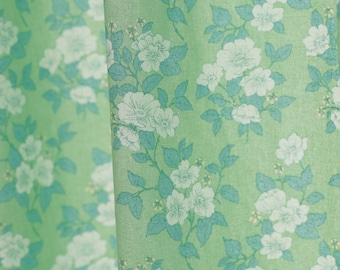Mint Green Floral Cotton Fabric – Washed 20s Fabric by the Yard