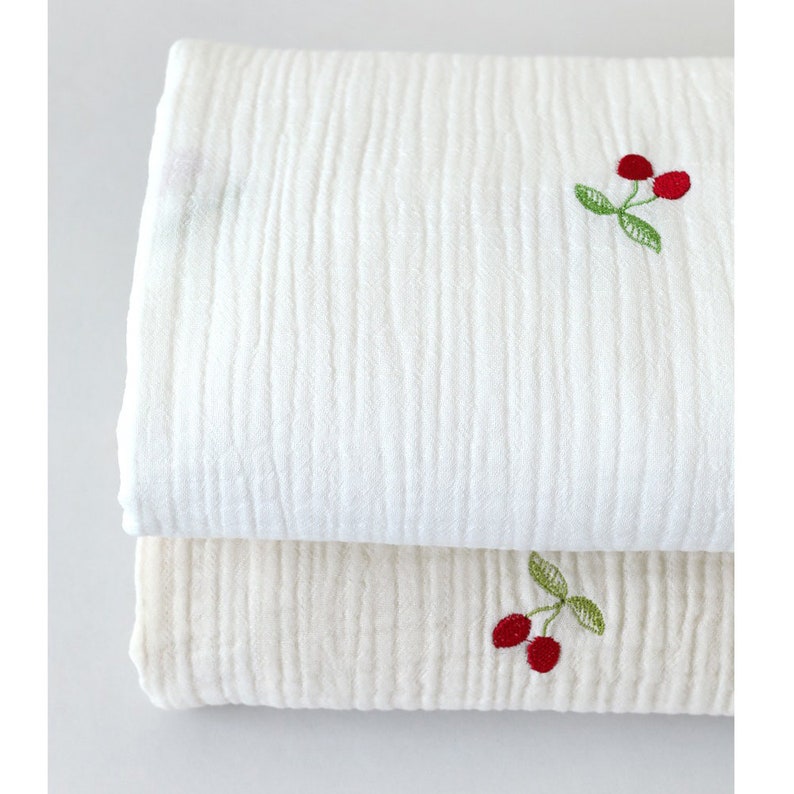 Embroidered Cotton Gauze Fabric by the Yard Embroidered Triple Etsy