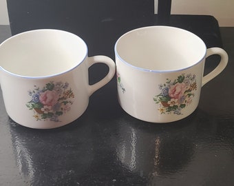 Set of Two Vintage Victorian Rose Floral Cups | Vintage Dishware | Vintage Mugs | Vintage Set of Mugs | Floral Mugs | Mug Collector |