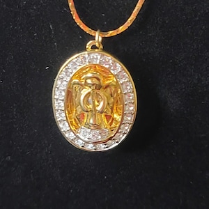 Gold tone and Rhinestone Small Angel Locket Necklace | Vintage Necklace | Fashion Necklace | Costume Jewelry | Vintage Locket Necklace