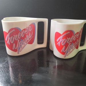 Two Vintage Avon 'Forever Yours' Heart Shaped Mugs | Avon Collectable | Avon Mugs | Heart Shaped Dishes | Vintage Avon | Vintage Coffee Cup