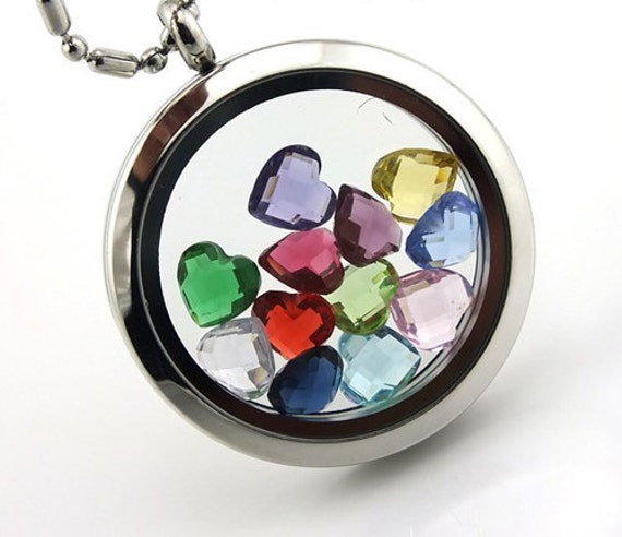 Mix Heart Crystal Birthstone Floating Dangle Charm Pendant Bracelet Jewelry Make 