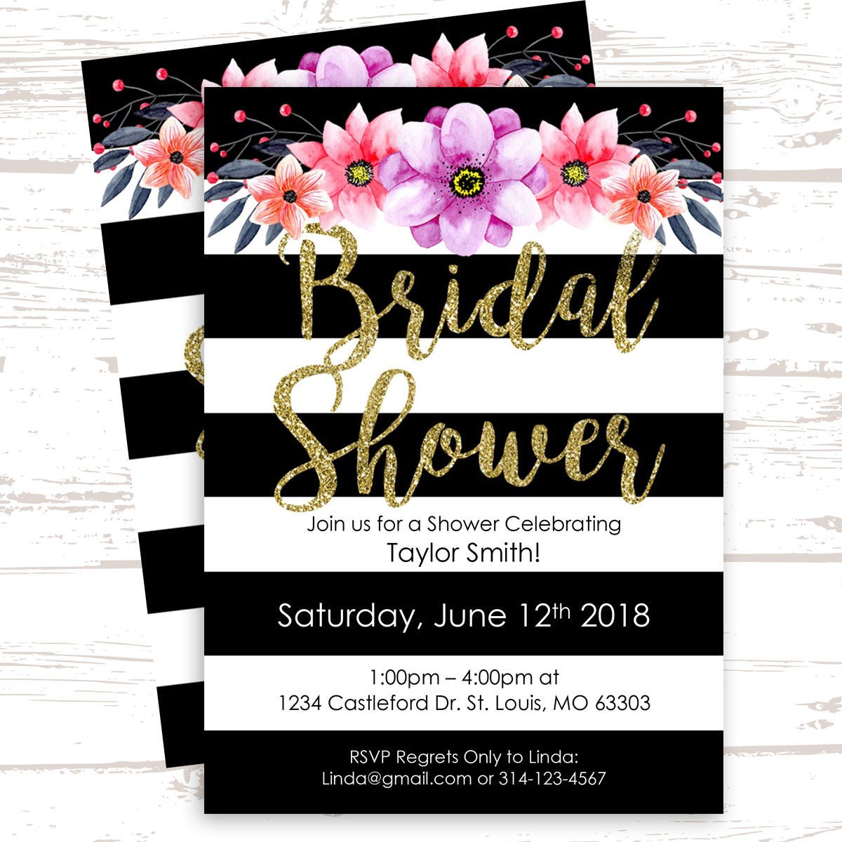 DIY Bridal Shower Invitation W/ FREE Facebook Event Graphic Etsy