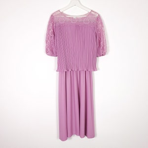 Made in USA Lace Contrast Vintage Pink Pleated Dress