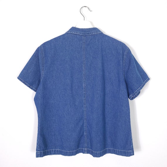 Vintage Bill Blass Denim Embroidered Button Down … - image 6