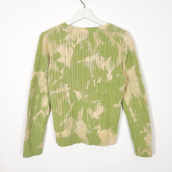 Studio Works Y2K Green Henley Cable Knit Tie Dye … - image 7