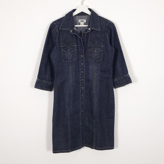 Old Navy Dark Wash Vintage 2000s Denim Snap Front Shirt Dress - Etsy