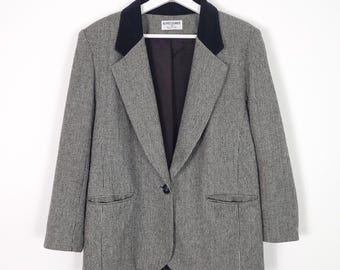Vintage 80s 90s Houndstooth Blazer / Alfred Dunner Made in USA / Workwear Academia Style