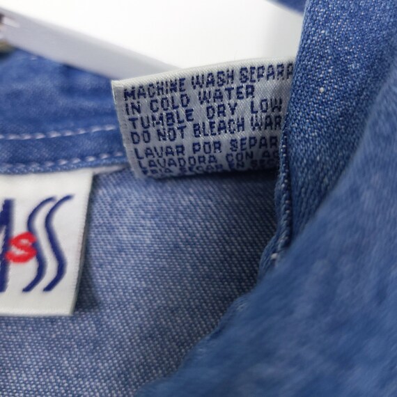 Vintage Bill Blass Denim Embroidered Button Down … - image 5