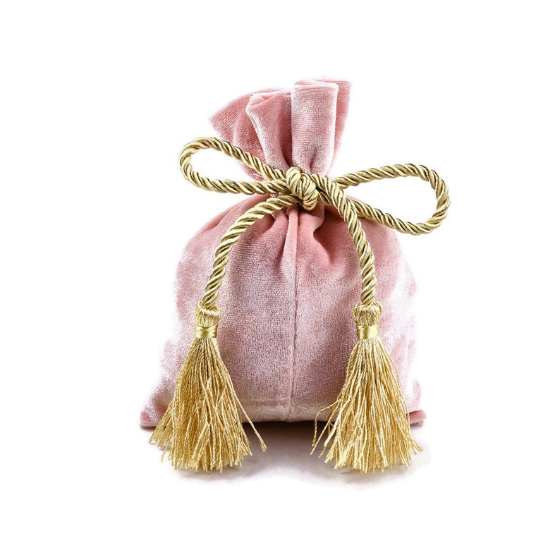 Pink Velvet Pouch Bag With Tassel Rope Etsy