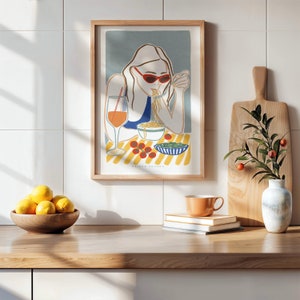 Illustration *Spritz & Pasta*. Illustration food, table d'été. Carte postale et affiche.