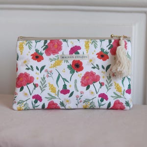 Piccola borsa in cotone biologico - Grande motivo floreale.