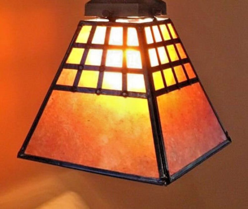 Mica Lampshade Antique Style And Copper 2 1 4 Fitter For Arts Crafts Mission Fixture