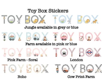 Toy Box Stickers, Toy Box Letters, Jungle Toy Box, Farm Toy Box, Farm Toy Box, Tractor Toy Box, Woodland Toy Box, Vinyl Stick On Letters