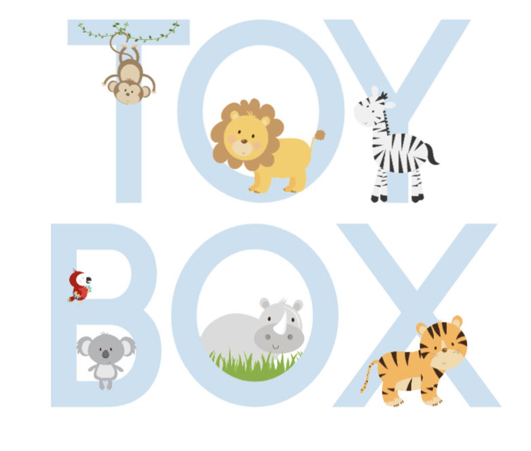 TOY BOX Sticker, Safari Animal Theme, Vinyl Sticker, Jungle Nursery Decor, Toy Box Labels, 4