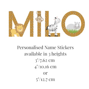 Pegatina de nombre personalizada con temática de animales de la selva, pegatina de nombre con temática de safari, pegatina de vinilo para pared con nombre, guardería de animales de safari, pegatina de vinilo para pared