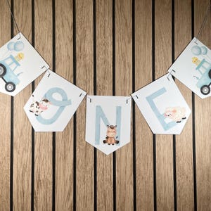 Farm Animals Birthday Bunting, Pink Farm Banner, Blue Farm Bunting, Red Farm Garland, First Birthday Banner, Tractor Birthday Banner,