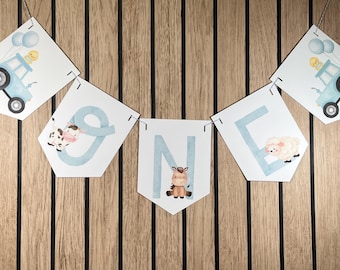 Farm Animals Birthday Bunting: Tractor Garland, Ages 1, 2 or 3