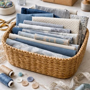 Mixed Fabric Bundle, Designer Sample Book Offcuts, Coordinated Cotton Blend Craft Fabrics