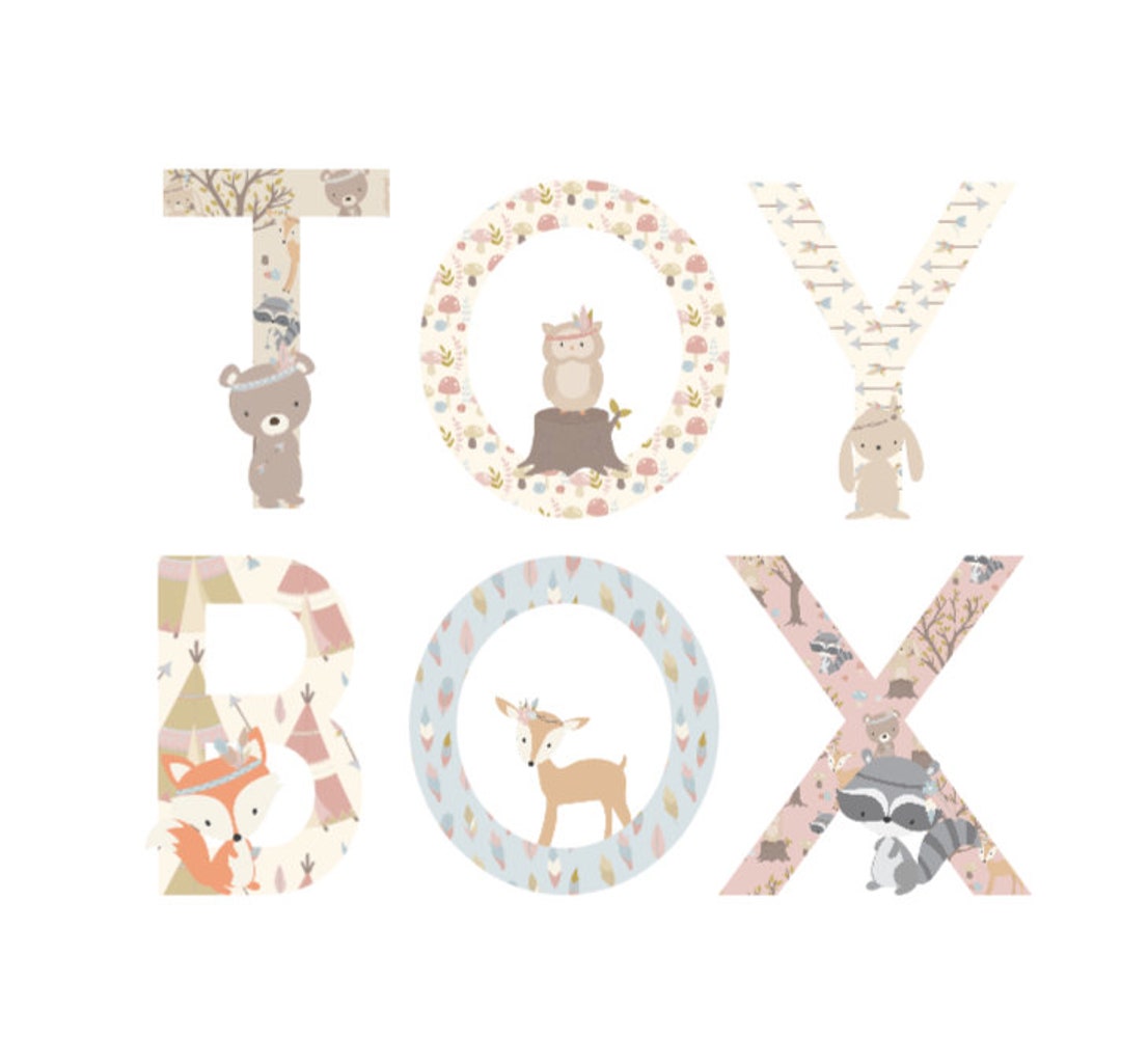 Toy Box Sticker, Toys Sticker, Boho Woodland Forest Animals, Vinyl Furniture Stickers, 3 High, 7
