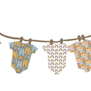 Boho Baby Shower Bunting, Baby Shower Garland, Baby Shower Decor Neutral Baby Shower Bunting, Boho Style Decoration, 6 Individual Vests