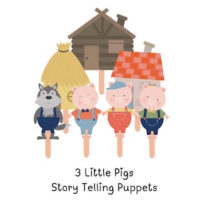 3 Little Pigs Story Puppets: Handcrafted Nursery Rhyme Props