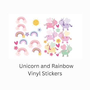 Unicorn & Rainbow Vinyl Sticker Set: Nursery Wall Decals