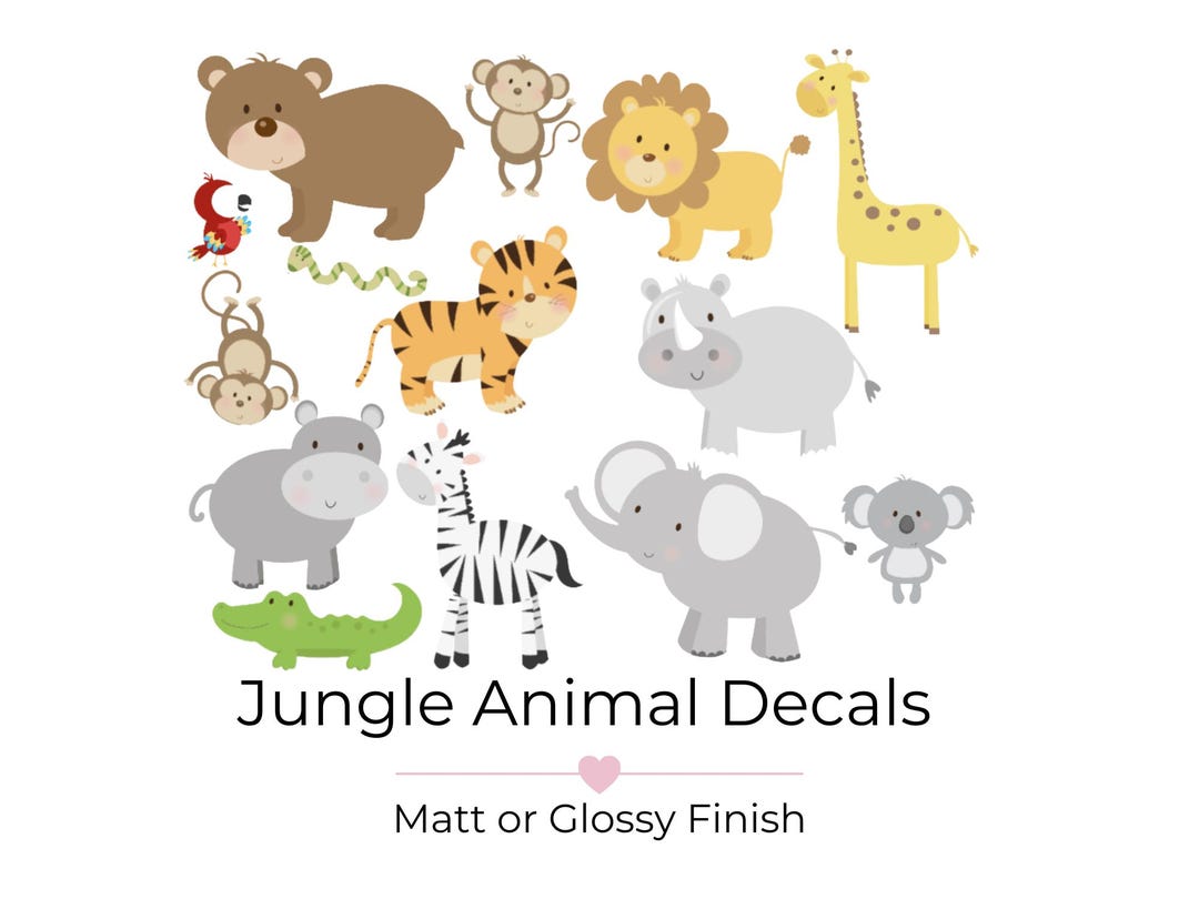Jungle Animal Vinyl Stickers: Safari Nursery Wall Decals - Etsy
