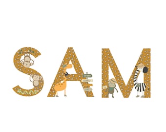 Adesivos personalizados com nome de safári: letras de vinil com estampa de animal de 3&quot;