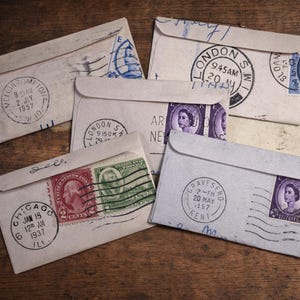 Vintage Italian Postcard Mini Envelopes, Handmade Card Holders, Set of 5