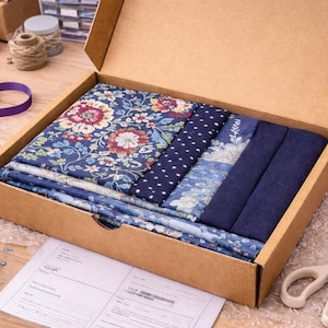 Designer Fabric Scrap Box, Colour-Themed Craft Bundle, Repurposed Textile Offcuts