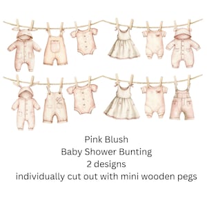 Babyparty-Wimpel-waschende Wäscheleine Art, Karte Baby-Kleidung auf Wäscheleine mit Mini-Holzstiften, Blush-Babyparty-Party-Dekoration